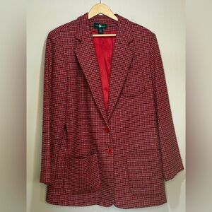 Hunt Club Vintage Wool Blend Blazer Women’s 14T Tall Multicolored Plaid Jacket
